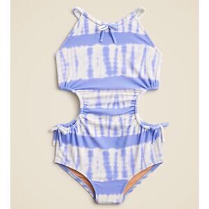 Crewcuts by J.Crew Side Cut-out One-Piece Swimsuit Girls 12 Peri Breeze Tie Dye